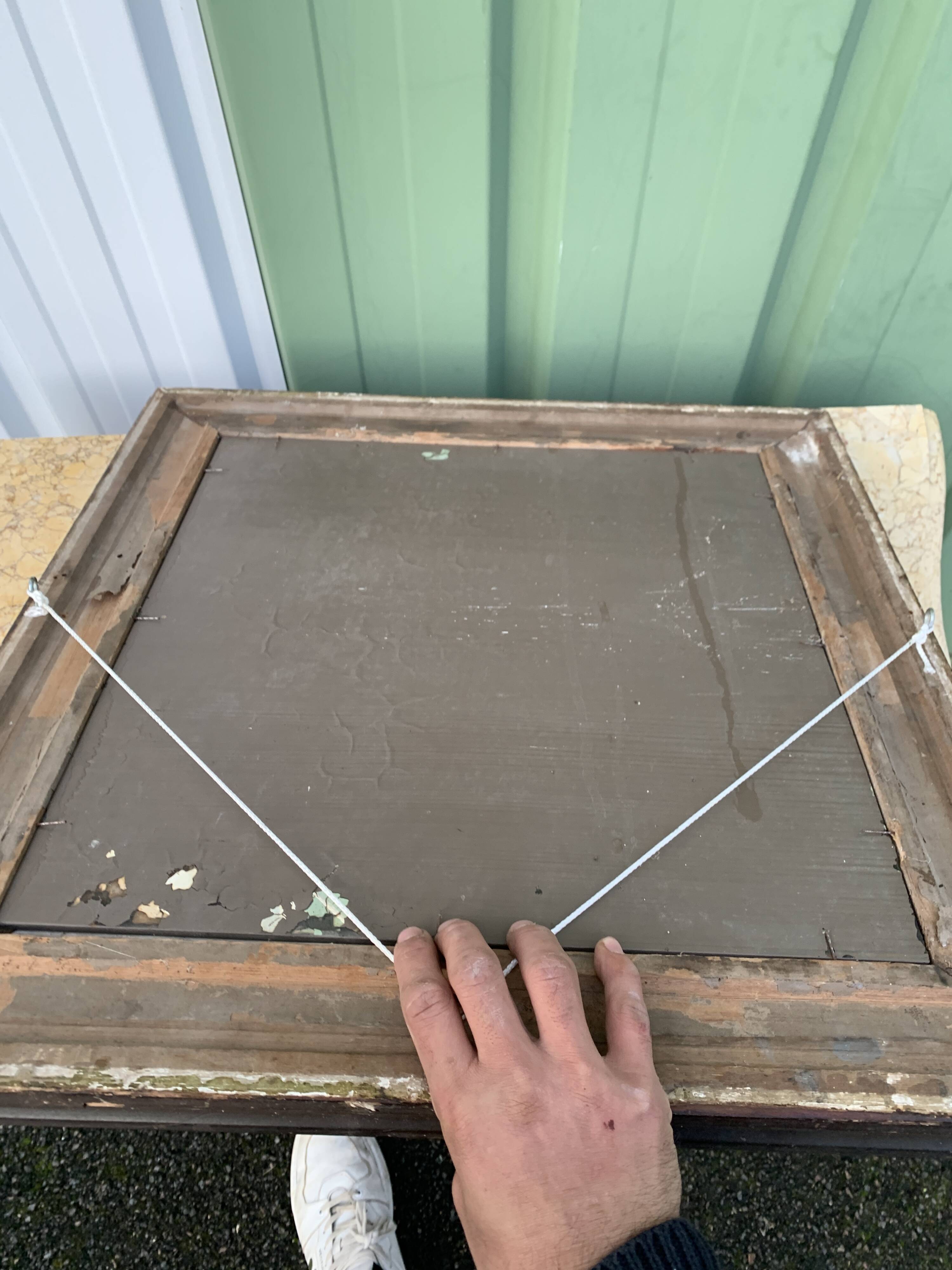 Antique rectangular mirror, carved frame