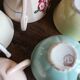 A set of 6 cups Colours Flowers Digoin Céranord Saint Amand