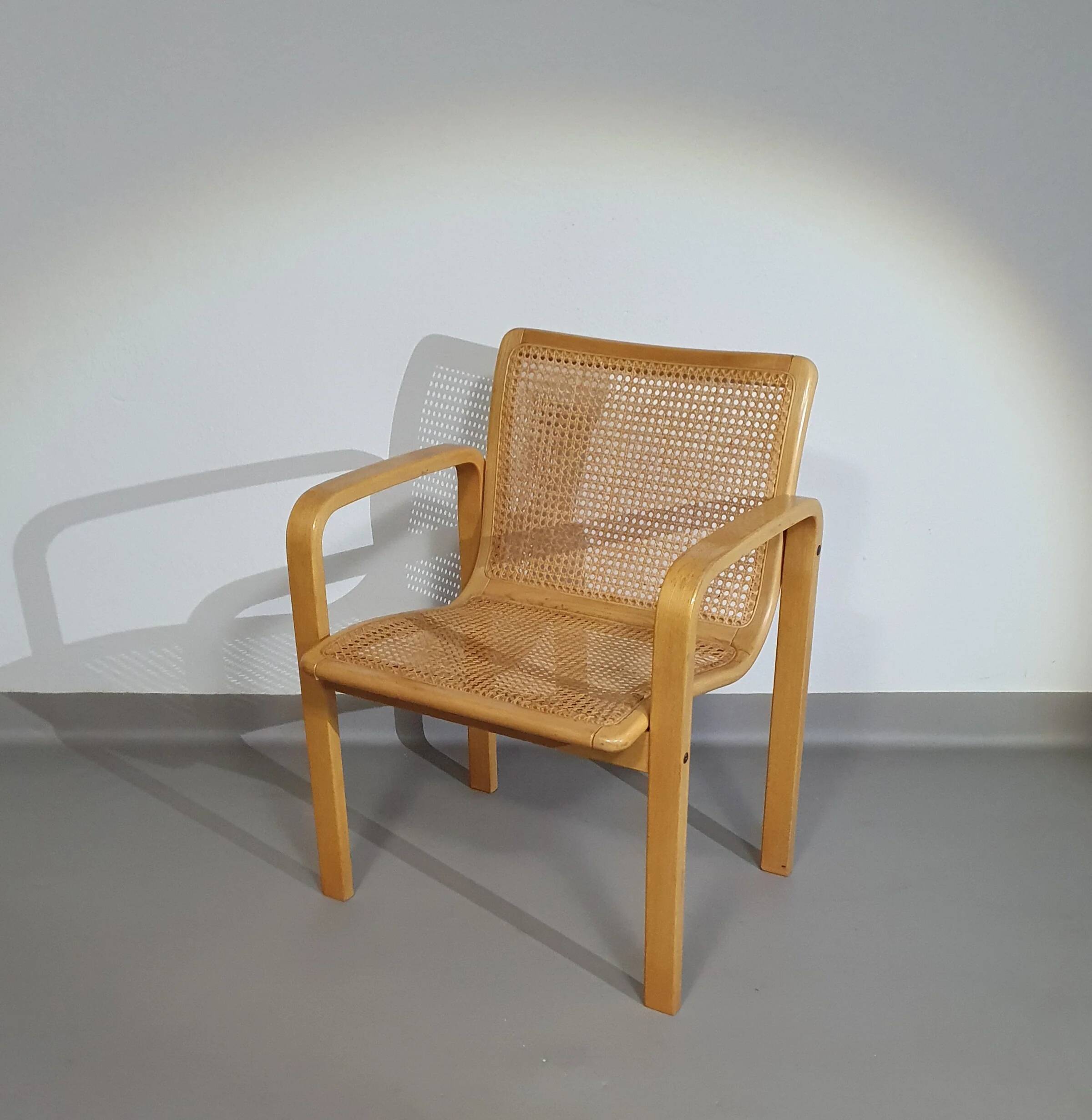 Beech wood and webbing side chair by Olivo Pietro, Italy, 1970s