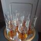 7 vintage amber stemmed glasses