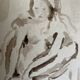 Tableau signé aquarelle portrait féminin « esquisse sortie du bain »