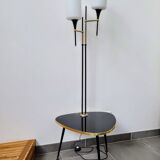 Floor lamp two glass globes and tablet