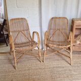 Pair of rattan armchairs