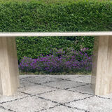 Large vintage dining table in travertine in the 1970s Carpa style.