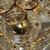 Lustre Kinkeldey en plaqué or et verre à facettes, années 1960