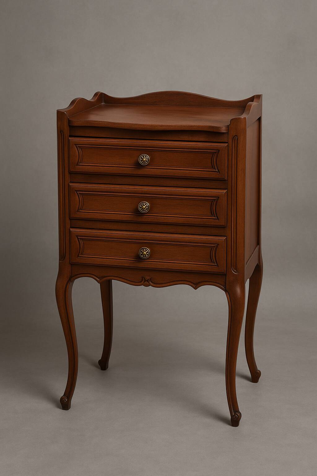 2 beds and a vintage bedside table in solid cherry wood