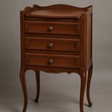 2 beds and a vintage bedside table in solid cherry wood