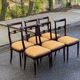 6 dining chairs made of solid mahogany in Regency style with yellow fabric.