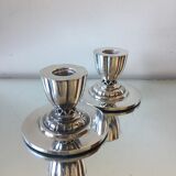 Pair of ART DECO  Silver plated Candleholders