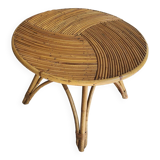 Table basse vintage en rotin et bambou