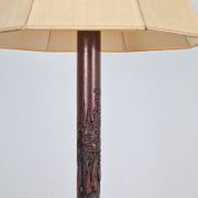 Art Deco Asian Style Carved Wood Floor Lamp, 1930s