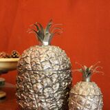 Mid-Century Modern Italian Silvered Pineapple Ice Bucket and Sugar Bowl, 1970s, Set of 2