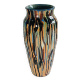 Multi-colored dropper vase, signed NB 2004, 34 cm high.