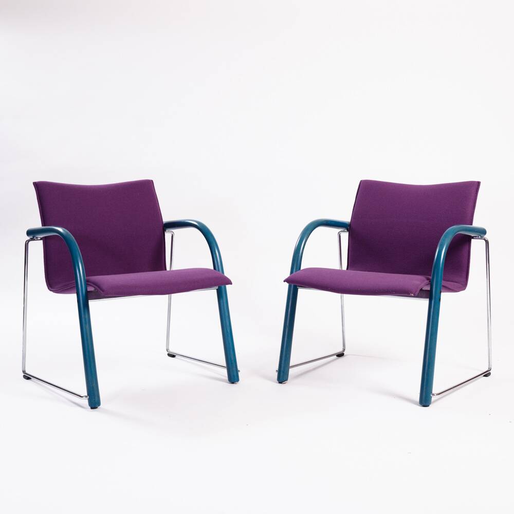 Fauteuil lounge Thonet Wulf Schneider s320 en laine violette, années 1980