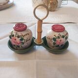 Serviteur salière et poivrière en céramique vintage