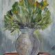 Watercolor 'Vase au Bouquet 1967' signed by BUAZAUX