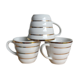 3 porcelain coffee cups bordered gold
