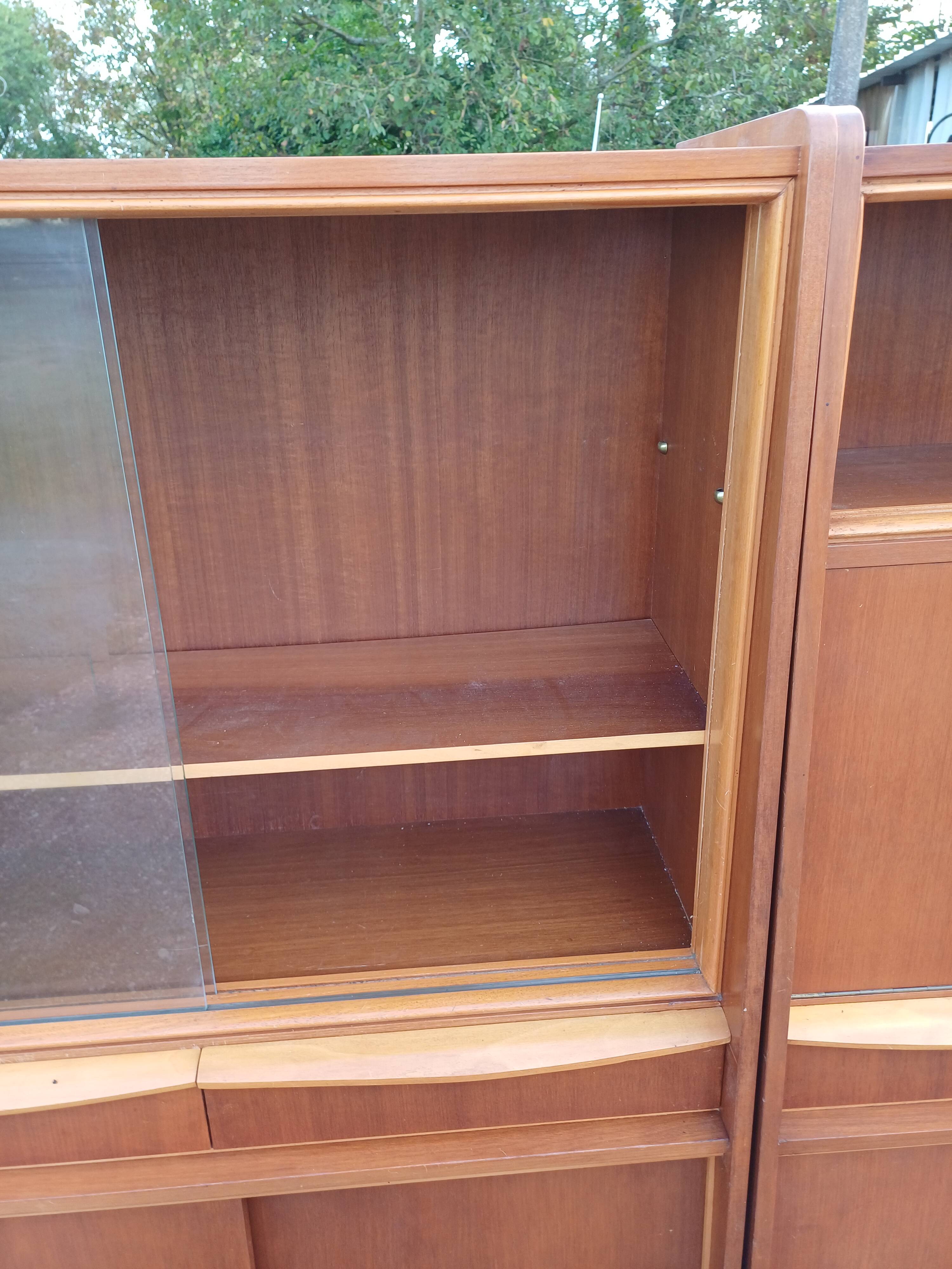 1950s wood and glass display cabinet