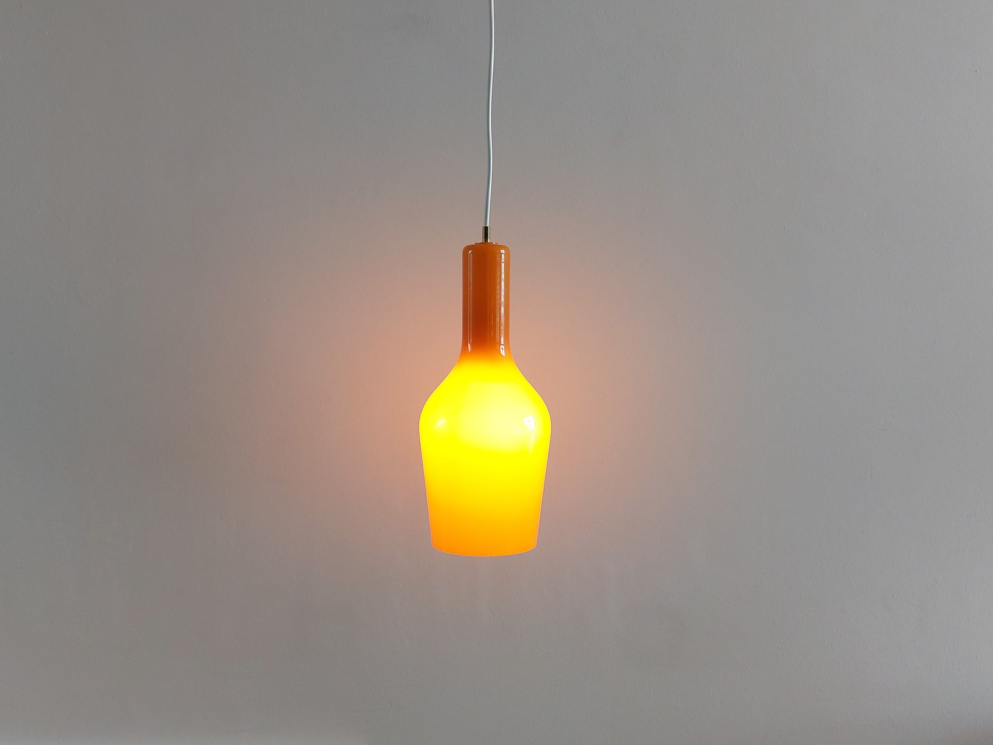 Orange Murano glass pendant lamp by Gino Vistosi for Vistosi, Italy 1960's