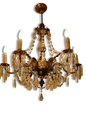Chandelier, crystal bronze chandelier