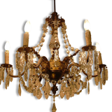 Chandelier, crystal bronze chandelier with dragon heads