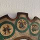 Vintage 1960s witch's eye sun mirror, wooden zodiac - 56 cm