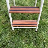 Vintage stepladder in Formica, wood and chromed metal