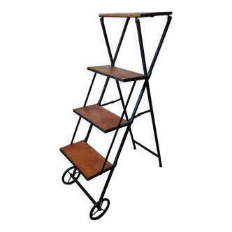 Metal and wood stepladder