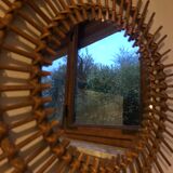 Vintage rattan sun mirror 60s