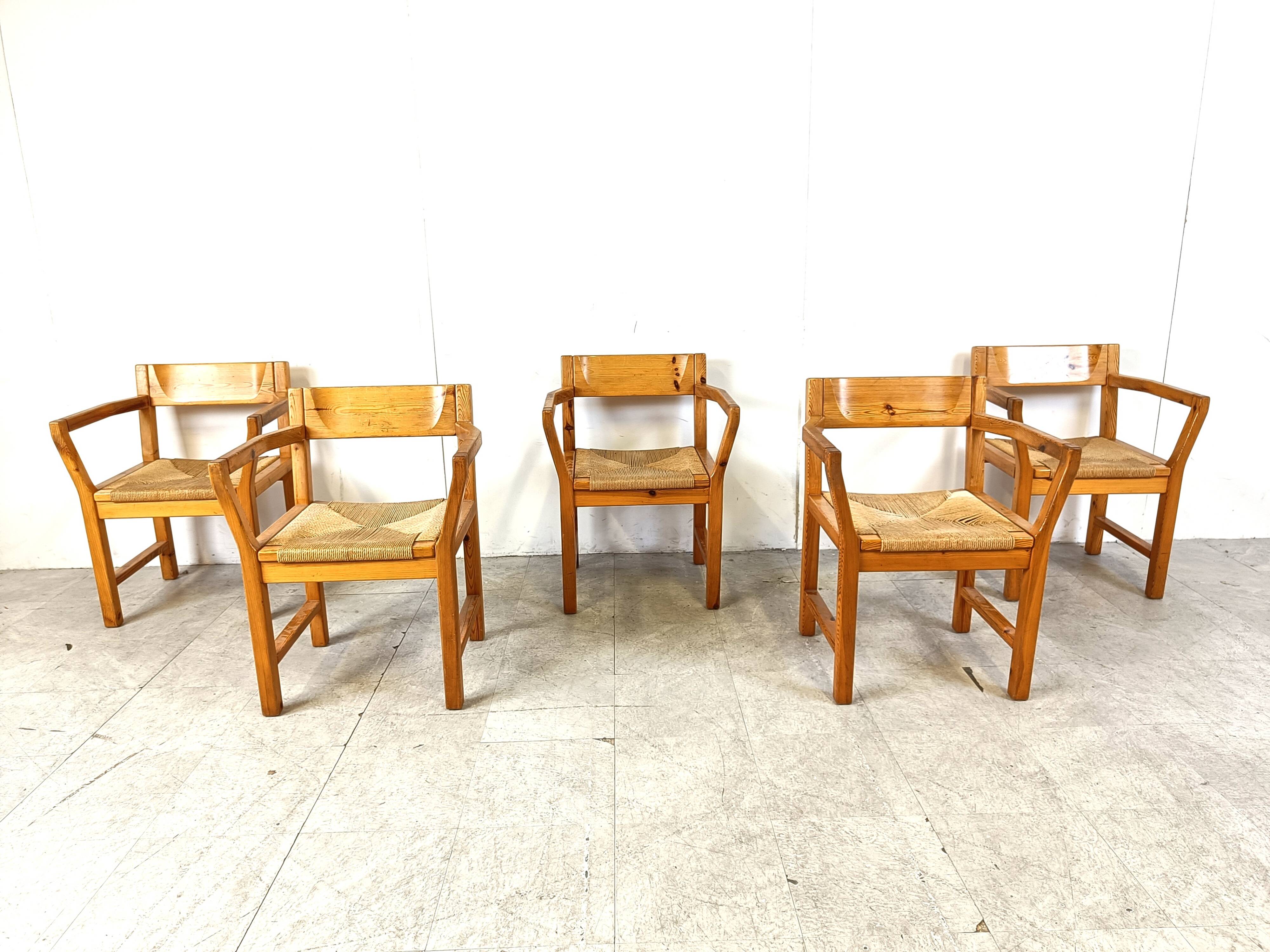 Vintage scandinavian pine wood dining chairs, 1960s by GM Mobler