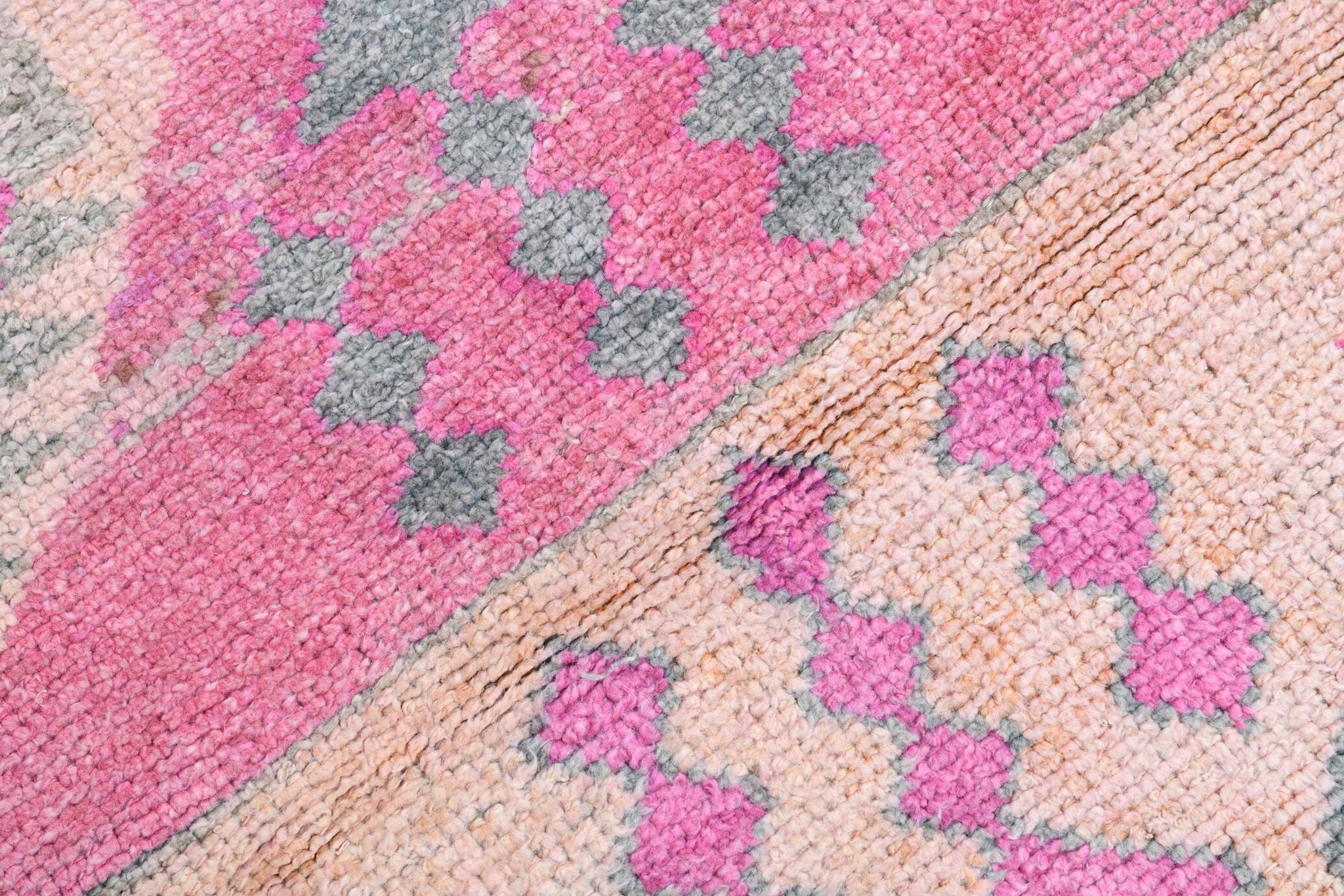 Pink Handmade Runner Rug, 82x336Cm