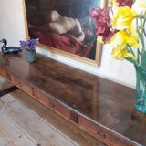 Monastery table, community table, 19th-century solid walnut console.