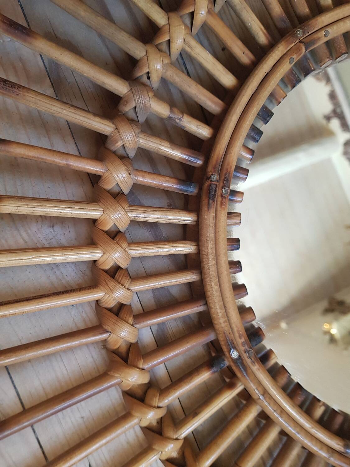 Rattan sun mirror