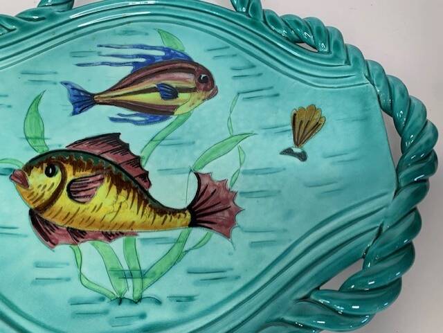 Large ceramic cut dish Monaco Cerart fish