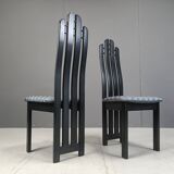 Vintage post modern black wooden dining chairs, 1980s