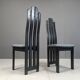 Vintage post modern black wooden dining chairs, 1980s