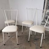 Set of 4 vintage chairs in metal and Skai
