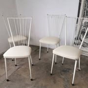 Set of 4 vintage chairs in metal and Skai
