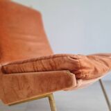 Antique Scandinavian velvet armchair with compass feet