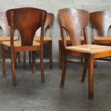 Suite of 6 Art Deco solid oak chairs