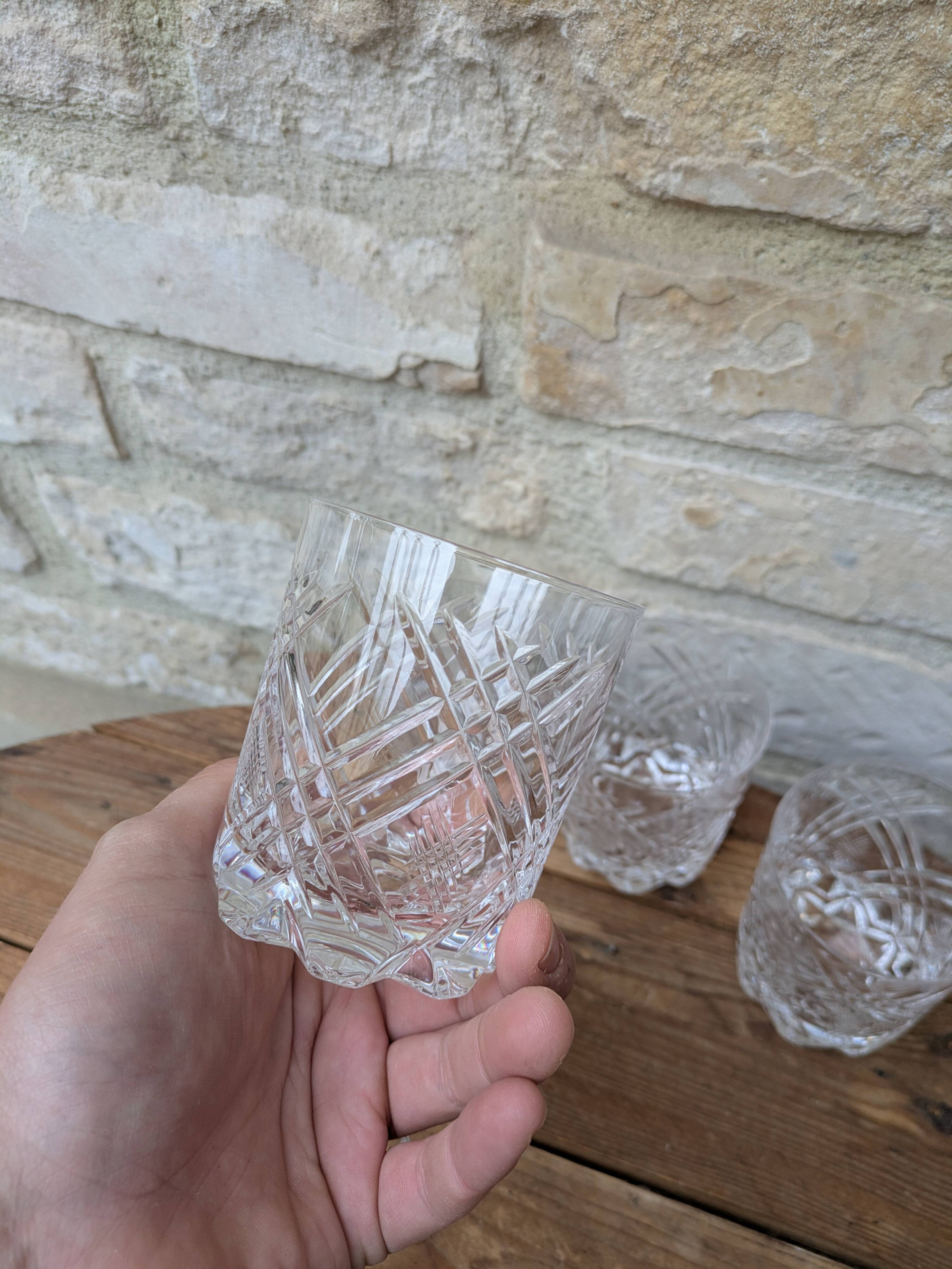 Set of 4 cut crystal whisky glasses from Cristal de Vannes