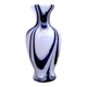 Murano glass vase, marbled navy blue, white and translucent.