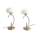 Pair of table lamps opal glass and chrome