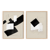 Pair of giclee prints, abstract wall art set of two, 50x70cm