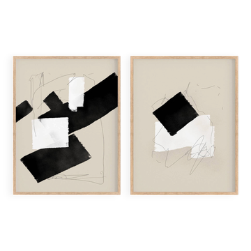 Pair of giclee prints, abstract wall art set of two, 50x70cm