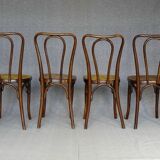 4 Thonet Mundus N°A 48 caned bistro chairs 1930