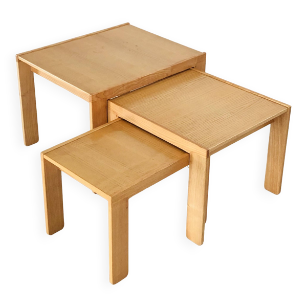 Tables gigognes en frêne modèle 777 par Afra & Tobia Scarpa pour Cassina, Italie années 60