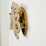 Ensemble de 2 appliques murales en verre cristal en forme de paon de Palwa