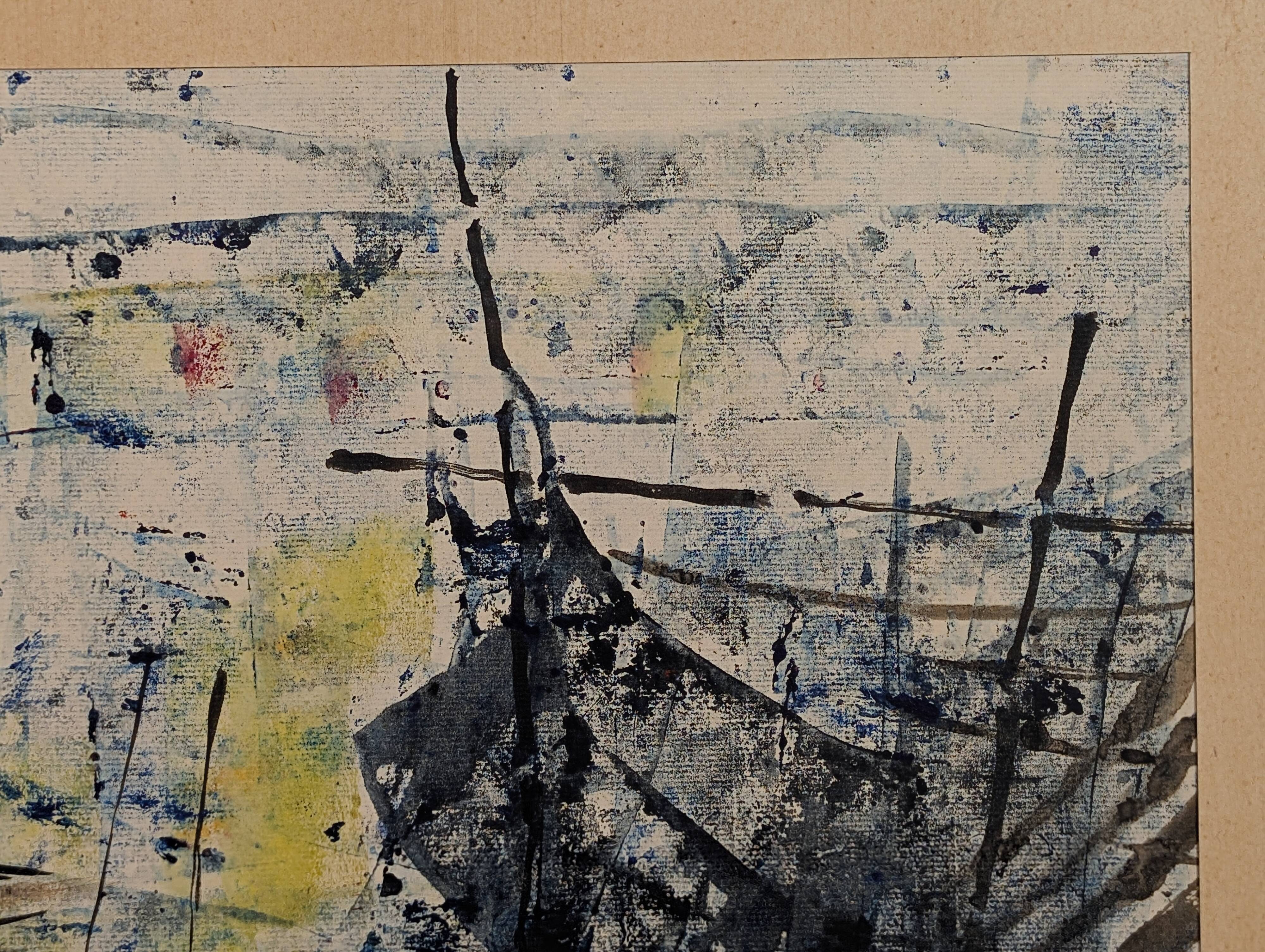 Marine ink and watercolor