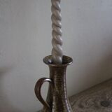 Bougeoir vintage en grès émaillé pyrité, 1 anse